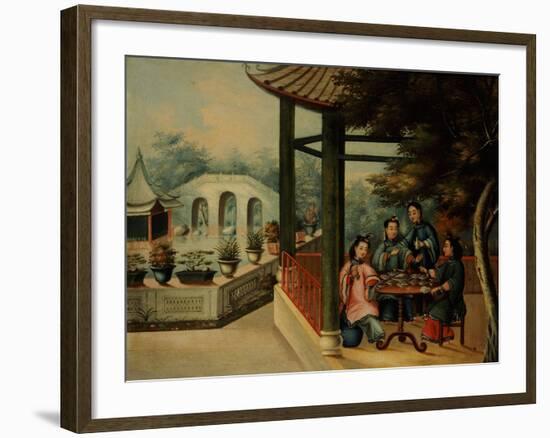 Chinese Garden Scenes with Ladies Taking Tea, Chinese School, Mid 19th Century-Wu Changshuo-Framed Giclee Print