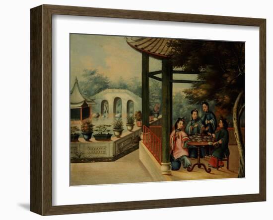 Chinese Garden Scenes with Ladies Taking Tea, Chinese School, Mid 19th Century-Wu Changshuo-Framed Giclee Print