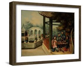 Chinese Garden Scenes with Ladies Taking Tea, Chinese School, Mid 19th Century-Wu Changshuo-Framed Giclee Print