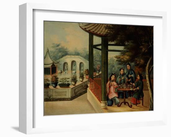 Chinese Garden Scenes with Ladies Taking Tea, Chinese School, Mid 19th Century-Wu Changshuo-Framed Giclee Print