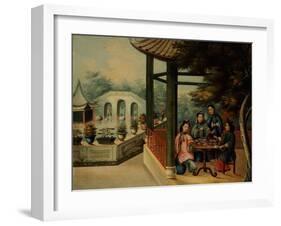 Chinese Garden Scenes with Ladies Taking Tea, Chinese School, Mid 19th Century-Wu Changshuo-Framed Giclee Print