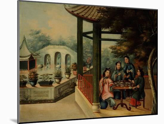 Chinese Garden Scenes with Ladies Taking Tea, Chinese School, Mid 19th Century-Wu Changshuo-Mounted Giclee Print