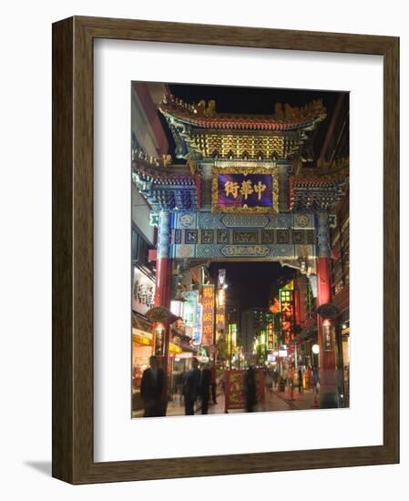 Chinese Gate, China Town at Night, Yokohama, Japan-Christian Kober-Framed Photographic Print