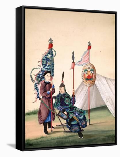 Chinese General with Standard-Bearer, C.1810-null-Framed Stretched Canvas