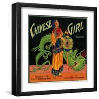 Chinese Girl Orange Label - Riverside, CA-Lantern Press-Framed Art Print