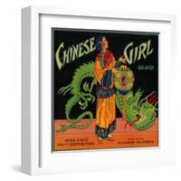 Chinese Girl Orange Label - Riverside, CA-Lantern Press-Framed Art Print