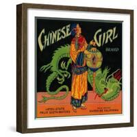 Chinese Girl Orange Label - Riverside, CA-Lantern Press-Framed Art Print