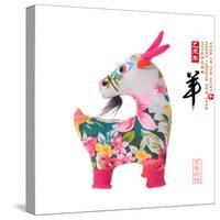 Chinese Goat Toy on White Background, Word for Goat , 2015 is Year of the Goat-kenny001-Stretched Canvas