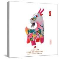 Chinese Goat Toy on White Background, Word for Goat , 2015 is Year of the Goat-kenny001-Stretched Canvas