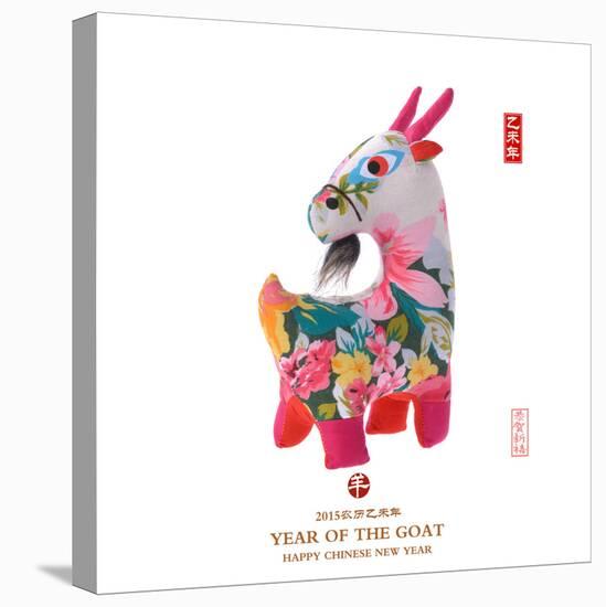 Chinese Goat Toy on White Background, Word for Goat , 2015 is Year of the Goat-kenny001-Stretched Canvas