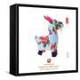 Chinese Goat Toy on White Background, Word for Goat , 2015 is Year of the Goat-kenny001-Framed Stretched Canvas