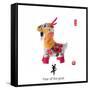 Chinese Goat Toy on White Background, Word for Goat , 2015 is Year of the Goat-kenny001-Framed Stretched Canvas