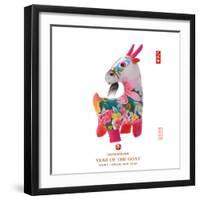 Chinese Goat Toy on White Background, Word for Goat , 2015 is Year of the Goat-kenny001-Framed Photographic Print