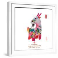 Chinese Goat Toy on White Background, Word for Goat , 2015 is Year of the Goat-kenny001-Framed Photographic Print