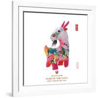 Chinese Goat Toy on White Background, Word for Goat , 2015 is Year of the Goat-kenny001-Framed Photographic Print