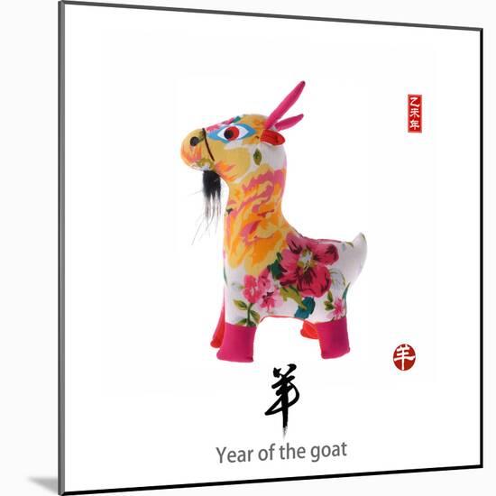 Chinese Goat Toy on White Background, Word for Goat , 2015 is Year of the Goat-kenny001-Mounted Photographic Print