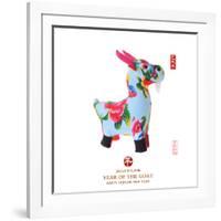 Chinese Goat Toy on White Background, Word for Goat , 2015 is Year of the Goat-kenny001-Framed Photographic Print