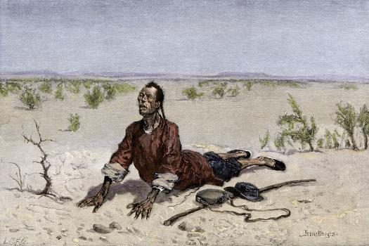 Chinese Immigrant Dying of Thirst in the Mohave Desert, 1800s' Giclee Print Chinese Immigrant Dying of Thirst in the Mohave Desert, 1800s' Giclee Print