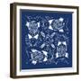 Chinese Indigo Fish IV-Vision Studio-Framed Art Print