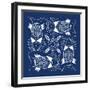 Chinese Indigo Fish IV-Vision Studio-Framed Art Print