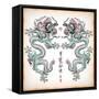 Chinese Ink Painting Of Dragon Translation: Blessing Of Double Dragons-yienkeat-Framed Stretched Canvas