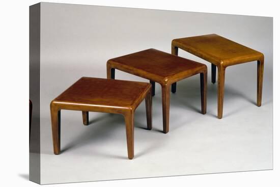 Chinese-Inspired Art Deco Nest of Three Tables-null-Stretched Canvas