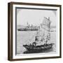 Chinese junk and British battleship in the harbour at Hong Kong, 1902-Carlton Harlow Graves-Framed Photographic Print