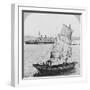 Chinese junk and British battleship in the harbour at Hong Kong, 1902-Carlton Harlow Graves-Framed Photographic Print