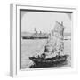 Chinese junk and British battleship in the harbour at Hong Kong, 1902-Carlton Harlow Graves-Framed Premium Photographic Print