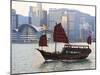 Chinese Junk Boat Sails on Victoria Harbour, Hong Kong, China, Asia-Amanda Hall-Mounted Photographic Print