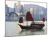 Chinese Junk Boat Sails on Victoria Harbour, Hong Kong, China, Asia-Amanda Hall-Mounted Photographic Print