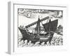 Chinese Junk, Originating from Peregrinationes, by Johann Theodore De Bry, 17th Century-null-Framed Giclee Print