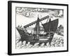 Chinese Junk, Originating from Peregrinationes, by Johann Theodore De Bry, 17th Century-null-Framed Giclee Print