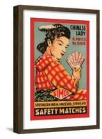 Chinese Lady Safety Matches-null-Framed Art Print