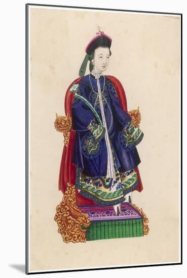 Chinese Lady Sitting on an Ornate Throne-null-Mounted Art Print