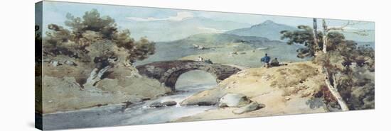 Chinese Landscape with Bridge-George Chinnery-Stretched Canvas