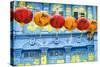Chinese Lanterns and Colourful Old Building, Singapore-Peter Adams-Stretched Canvas