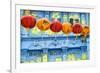 Chinese Lanterns and Colourful Old Building, Singapore-Peter Adams-Framed Photographic Print