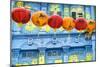 Chinese Lanterns and Colourful Old Building, Singapore-Peter Adams-Mounted Photographic Print