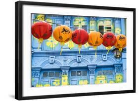 Chinese Lanterns and Colourful Old Building, Singapore-Peter Adams-Framed Photographic Print