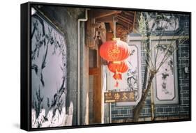 Chinese Lanterns and Wall Paintings in an Alley of Lijiang's Old Town, Lijiang, Yunnan, China, Asia-Andreas Brandl-Framed Stretched Canvas