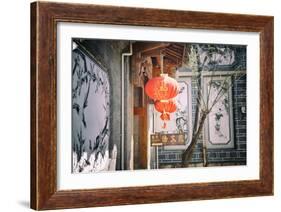 Chinese Lanterns and Wall Paintings in an Alley of Lijiang's Old Town, Lijiang, Yunnan, China, Asia-Andreas Brandl-Framed Photographic Print