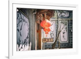 Chinese Lanterns and Wall Paintings in an Alley of Lijiang's Old Town, Lijiang, Yunnan, China, Asia-Andreas Brandl-Framed Photographic Print