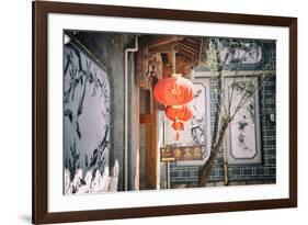 Chinese Lanterns and Wall Paintings in an Alley of Lijiang's Old Town, Lijiang, Yunnan, China, Asia-Andreas Brandl-Framed Photographic Print