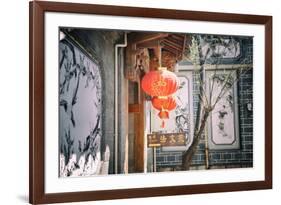 Chinese Lanterns and Wall Paintings in an Alley of Lijiang's Old Town, Lijiang, Yunnan, China, Asia-Andreas Brandl-Framed Photographic Print