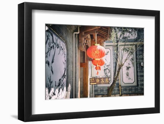 Chinese Lanterns and Wall Paintings in an Alley of Lijiang's Old Town, Lijiang, Yunnan, China, Asia-Andreas Brandl-Framed Photographic Print