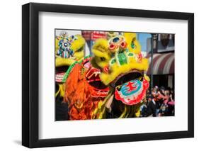Chinese Lion during Golden Dragon Parede.-bettorodrigues-Framed Photographic Print