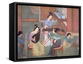 Chinese Lute, Moon Guitar and Table Zither-Chinese School-Framed Stretched Canvas