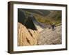 Chinese Man Climbs Great Wall of China, UNESCO World Heritage Site, Huanghuacheng (Yellow Flower) a-Kimberly Walker-Framed Photographic Print