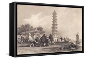 Chinese Men Playing Badminton-null-Framed Stretched Canvas